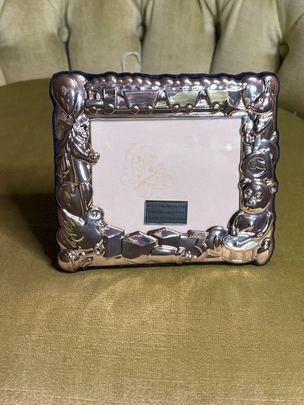 New Carrs Sterling Silver Teddy Toy Box Kids Picture Frame England 5.5